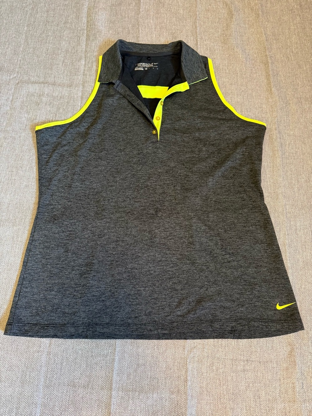 Nike golf Women’s Sleeveless Polo Tank - Charcoal with Neon Yellow Accents